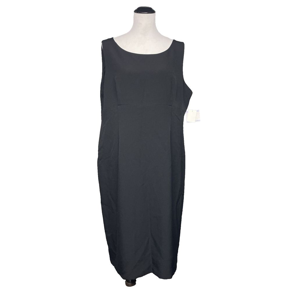 NWT Kasper Womens Size 18 Black Sleeveless Sheath Dress Fully Lined Career Work